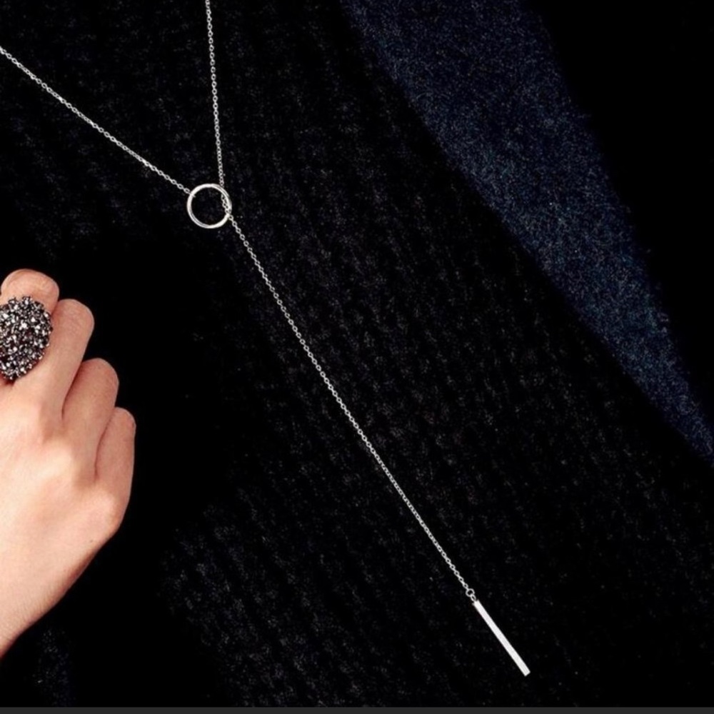 Circle & Bar Lariat Necklace NWOT